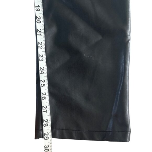 Abercrombie & Fitch Criss Cross 90s Straight High Rise Vegan Leather Black Pants - Picture 7 of 12